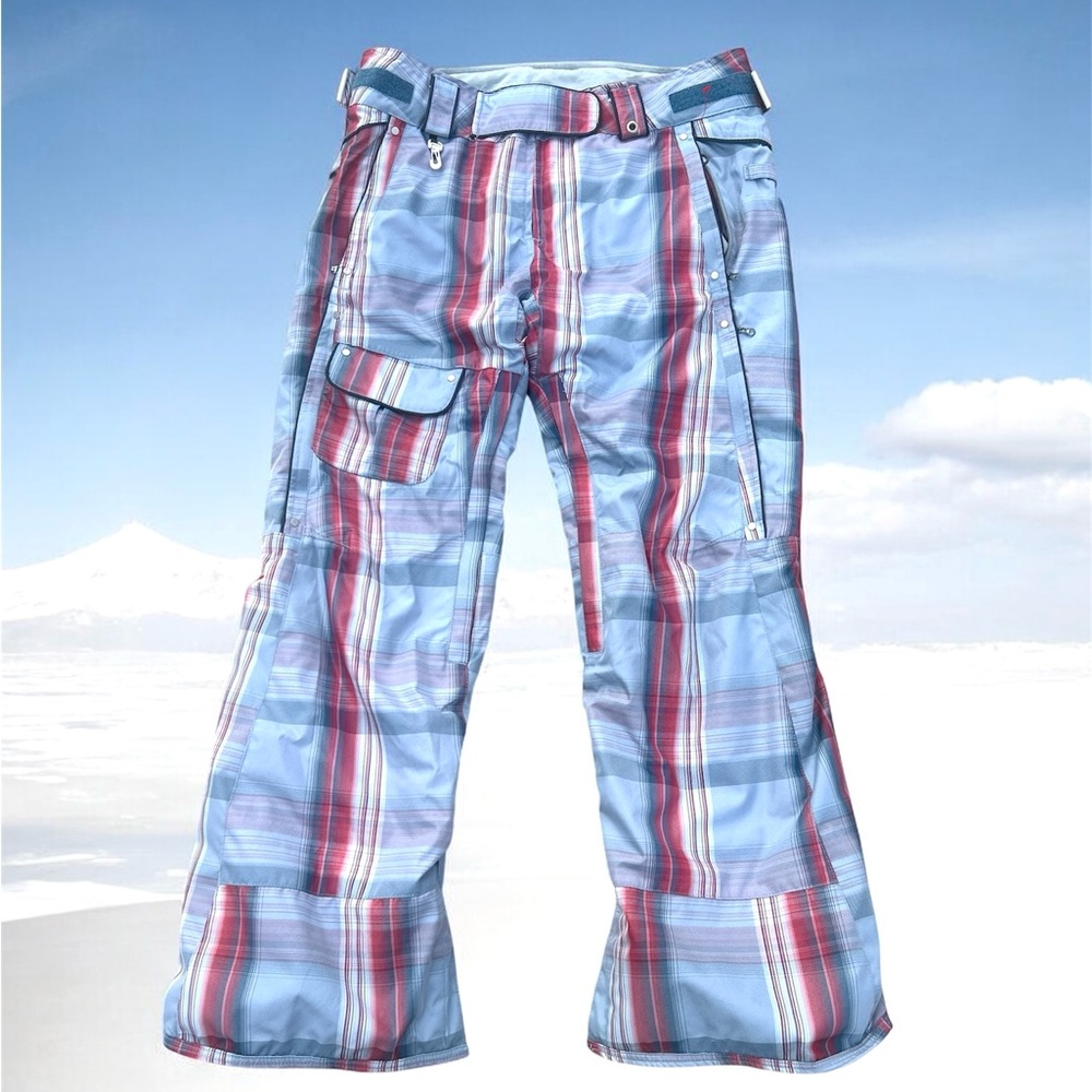 686 ACC Tribute Insulated Snowboard Pants Light Cadet Plaid Ski Resort Women M